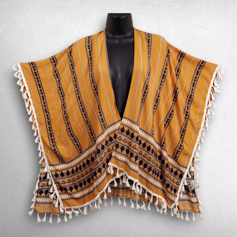 Modena Kimono Wrap Cardigan Women One Size Orange Boho Tassel Festival Cover Up